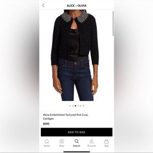 Alice+Olivia Akira Embellished Textured Knit Crop Sweater